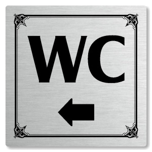 WC vlevo, 100x100mm, stříbrná, Nebraska